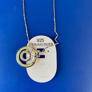 Sterling Silver Inlaid Opal Pendant with 18” Chain